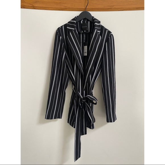 Striped Belted Blazer - Picture 1 of 5